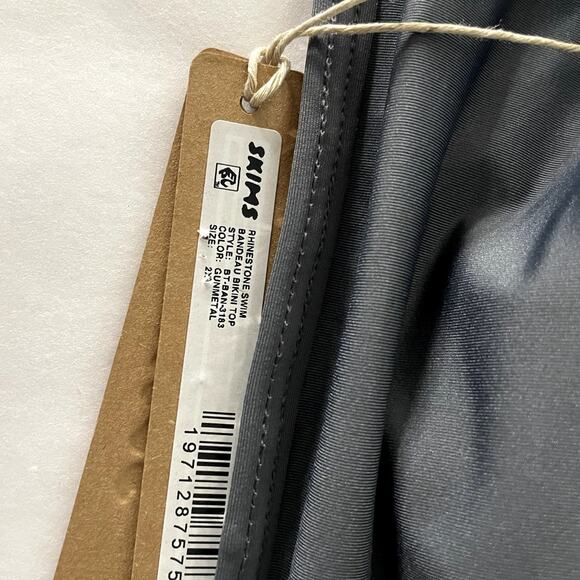 NEW Skims Rhinestone Bandeau Swim top Gray 2X - Picture 6 of 8